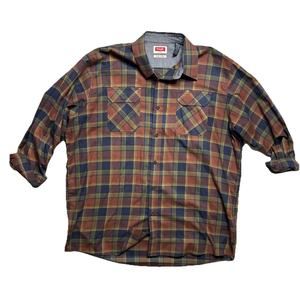 Wrangler Shirt Men 2XL Plaid Long Sleeve Button Up Workwear Casual